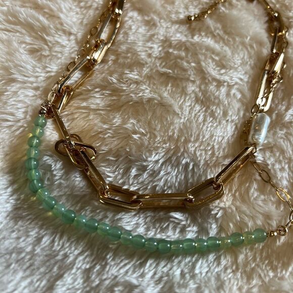 NEW NORDSTROM Oval Freshwater Pearl Link & Bead 2-Layer Necklace - Picture 7 of 9